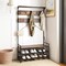 Costway Coat Rack 4-In-1 Hall Tree with 11 Hanging Hooks, Shoe Bench, 2-Tier Shoe Rack Gray/Brown